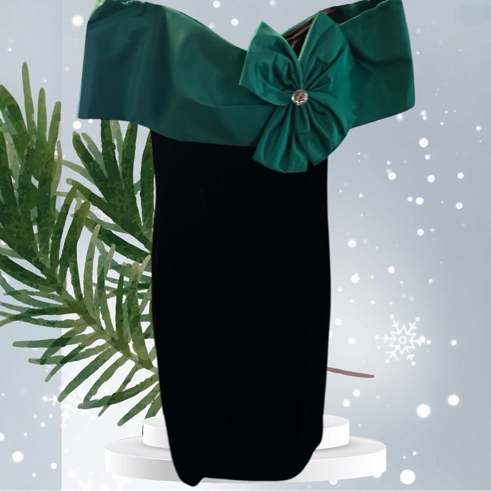 Betsy Adam NWT Velvet Emerald off shoulder Christmas Dress Middi 14 14Wb 289.00